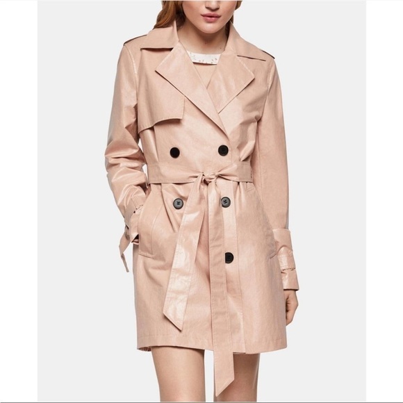 𝅺bcbgeneration Double Breasted Spring Trench Coat Waterproof Pink Size S - Picture 1 of 16